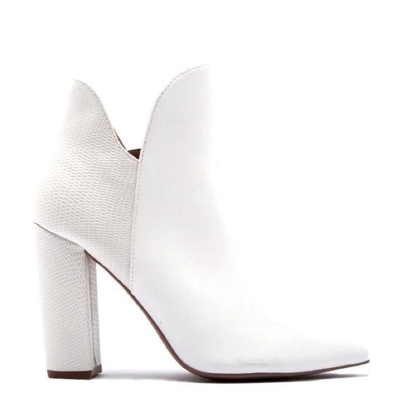 Last Size 10 Qupid Signal White Textured Platform Heeled Boot - Picture 7 of 9